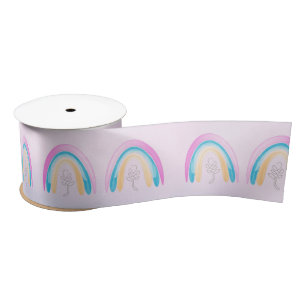 Waterverf regenboog Pastel Roze en blauw Satijnen Lint