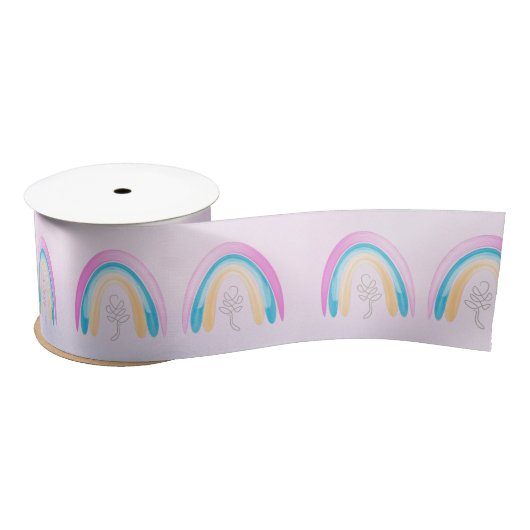 Waterverf regenboog Pastel Roze en blauw Satijnen Lint (Spoel)