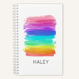 Waterverf regenboog penseelstreken artiestennaam p notitieboek