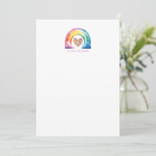 Waterverf Regenboog Persoonlijk Schrijfwaren Bedankkaart (Staand voorkant)