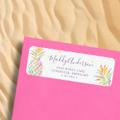 Waterverf regenboog Pineappel Tropische Aangepast Etiket