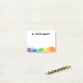 Waterverf regenboog rand met naam voor kunstenaars post-it® notes (Op bureau)