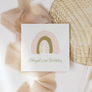 Waterverf Regenboog Roze Pastel Verjaardagsfeest Servet