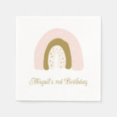 Waterverf Regenboog Roze Pastel Verjaardagsfeest Servet (Voorkant)