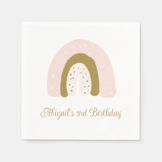 Waterverf Regenboog Roze Pastel Verjaardagsfeest Servet (Voorkant)