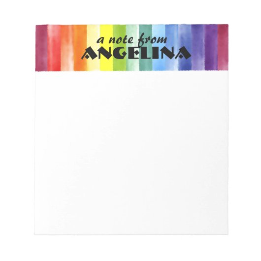 Waterverf regenboog splash witte letter notitieblok (Voorkant)