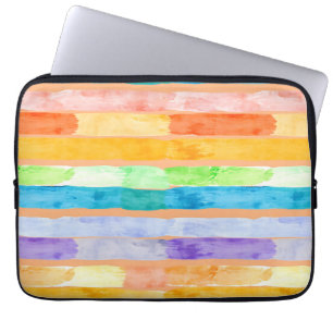 Waterverf Regenboog Strepen Abstract Laptop Sleeve
