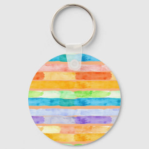 Waterverf Regenboog Strepen Abstract Sleutelhanger