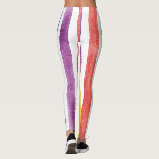 Waterverf regenboog strepen kleurrijke zomer leggings (Achterkant)
