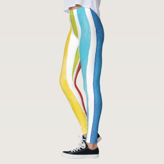 Waterverf regenboog strepen kleurrijke zomer leggings (Links)