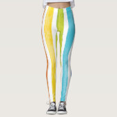 Waterverf regenboog strepen kleurrijke zomer leggings (Voorkant)