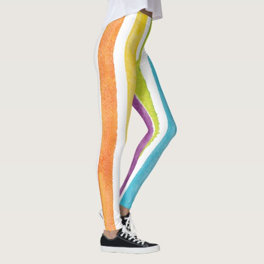 Waterverf regenboog strepen kleurrijke zomer leggings (Rechts)