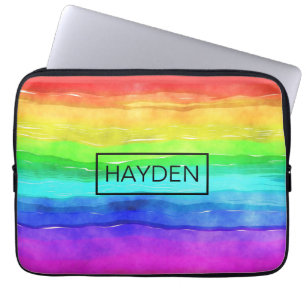 Waterverf Regenboog Strepen Persoonlijk Laptop Sleeve