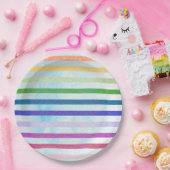 Waterverf Regenboog Stripe Art Party Bord (Feest)