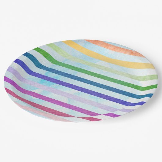 Waterverf Regenboog Stripe Art Party Bord (Gekanteld)