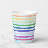 Waterverf Regenboog Stripe Art Party Cup Papieren Bekers (Achterkant)