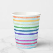 Waterverf Regenboog Stripe Art Party Cup Papieren Bekers (Links)