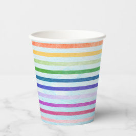 Waterverf Regenboog Stripe Art Party Cup Papieren Bekers