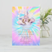 Waterverf Regenboog Tie Dye Castle Verjaardag Kaart (Staand voorkant)