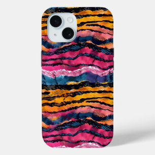 Waterverf regenboog tijger strepen iPhone 15 case