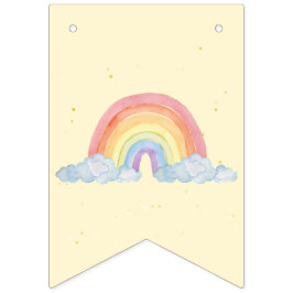 Waterverf regenboog verjaardagsfeest vlaggetjes