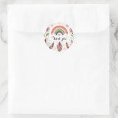 Waterverf regenboog vogel & veren boho dank u ronde sticker (Tas)