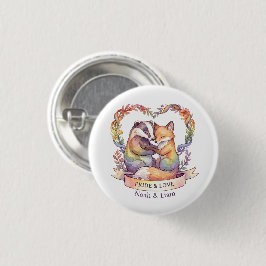 Waterverf Regenboog Vos & Das Pride Gepersonalisee Ronde Button 3,2 Cm