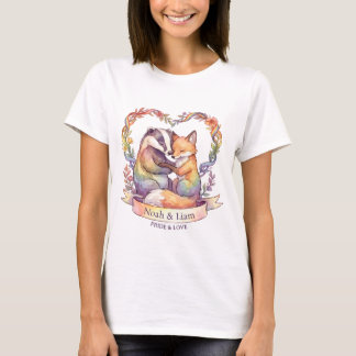 Waterverf Regenboog Vos & Das Pride Gepersonalisee T-shirt