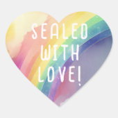 Waterverf Regenboog Wolk Hart Stickers (Voorkant)