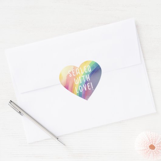 Waterverf Regenboog Wolk Hart Stickers (Envelop)