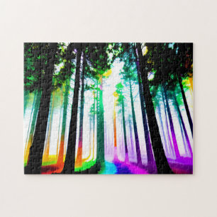 Waterverf Regenboog Zonlicht Spectrum in het Bos Legpuzzel