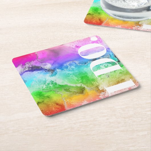 Waterverf regenboogalcohol kartonnen onderzetters (Schuin)