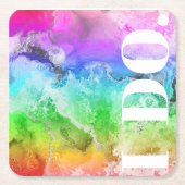 Waterverf regenboogalcohol kartonnen onderzetters (Voorkant)