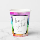 Waterverf regenboogalcohol papieren bekers (Achterkant)