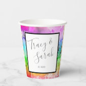 Waterverf regenboogalcohol papieren bekers (Voorkant)