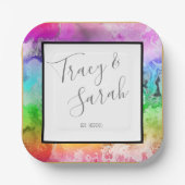 Waterverf regenboogalcohol papieren bordje (Voorkant)