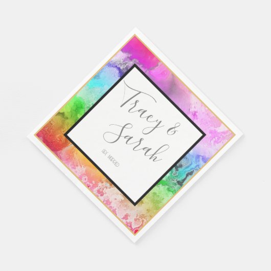 Waterverf regenboogalcohol servet (Hoek)