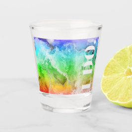 Waterverf regenboogalcohol shot glas