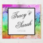 Waterverf regenboogalcohol sparkling wijnetiket (Enkel label)