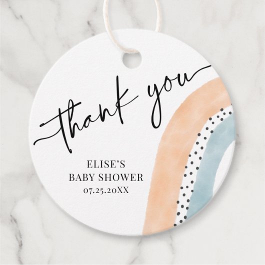 Waterverf regenboogBaby shower Dank u Labels geven (Voorkant)