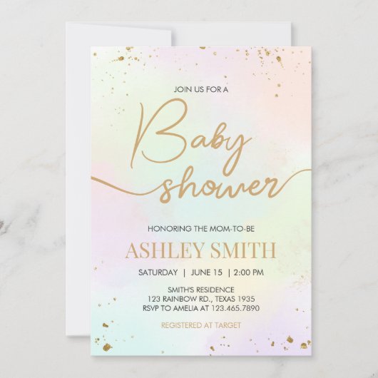 Waterverf regenboogBaby shower Kaart (Voorkant)