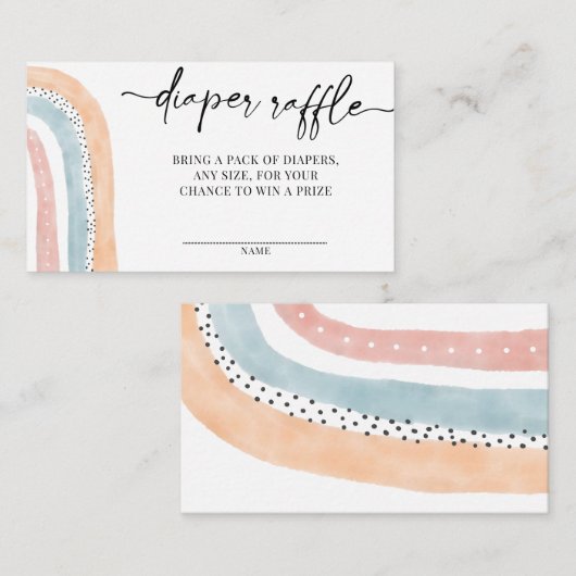 Waterverf regenboogBaby shower Luierspoel Informatiekaartje (Voorkant / Achterkant)