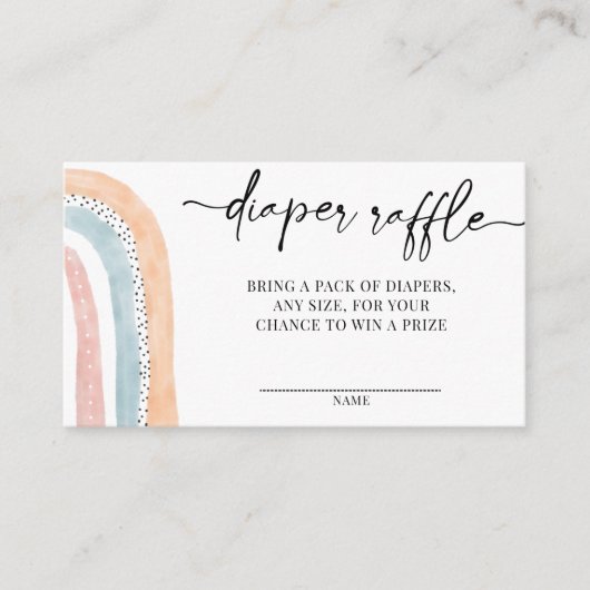 Waterverf regenboogBaby shower Luierspoel Informatiekaartje (Voorkant)
