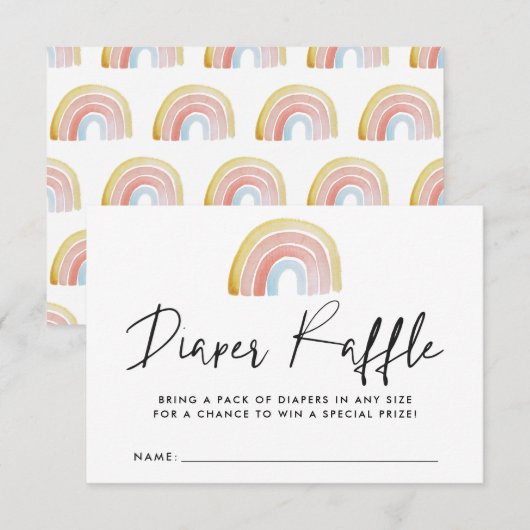 Waterverf regenboogBaby shower LuierspoelKaart Informatiekaartje (Voorkant / Achterkant)