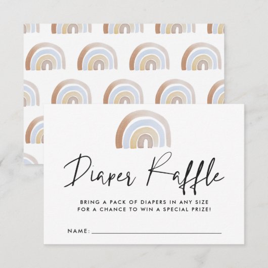 Waterverf regenboogBaby shower LuierspoelKaart Informatiekaartje (Voorkant / Achterkant)