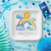 Waterverf regenboogBaby shower Papieren Bordje (Feest)