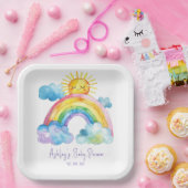 Waterverf regenboogBaby shower Papieren Bordje (Feest)