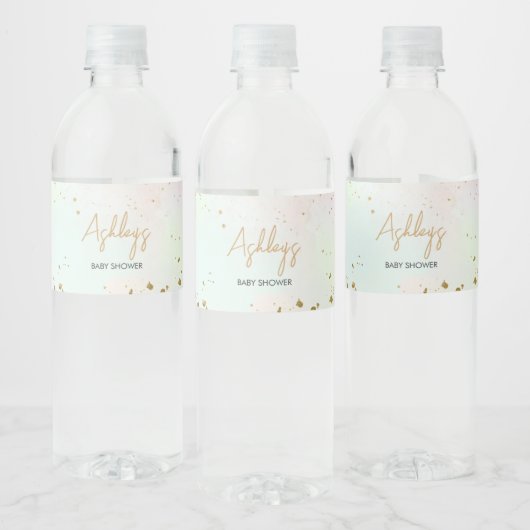 Waterverf regenboogBaby shower Waterfles Etiket (Flessen)