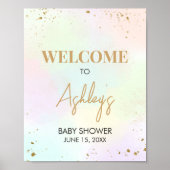 Waterverf regenboogBaby shower Welkom Poster (Voorkant)