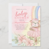Waterverf regenboogballet beer baby shower kaart (Voorkant)